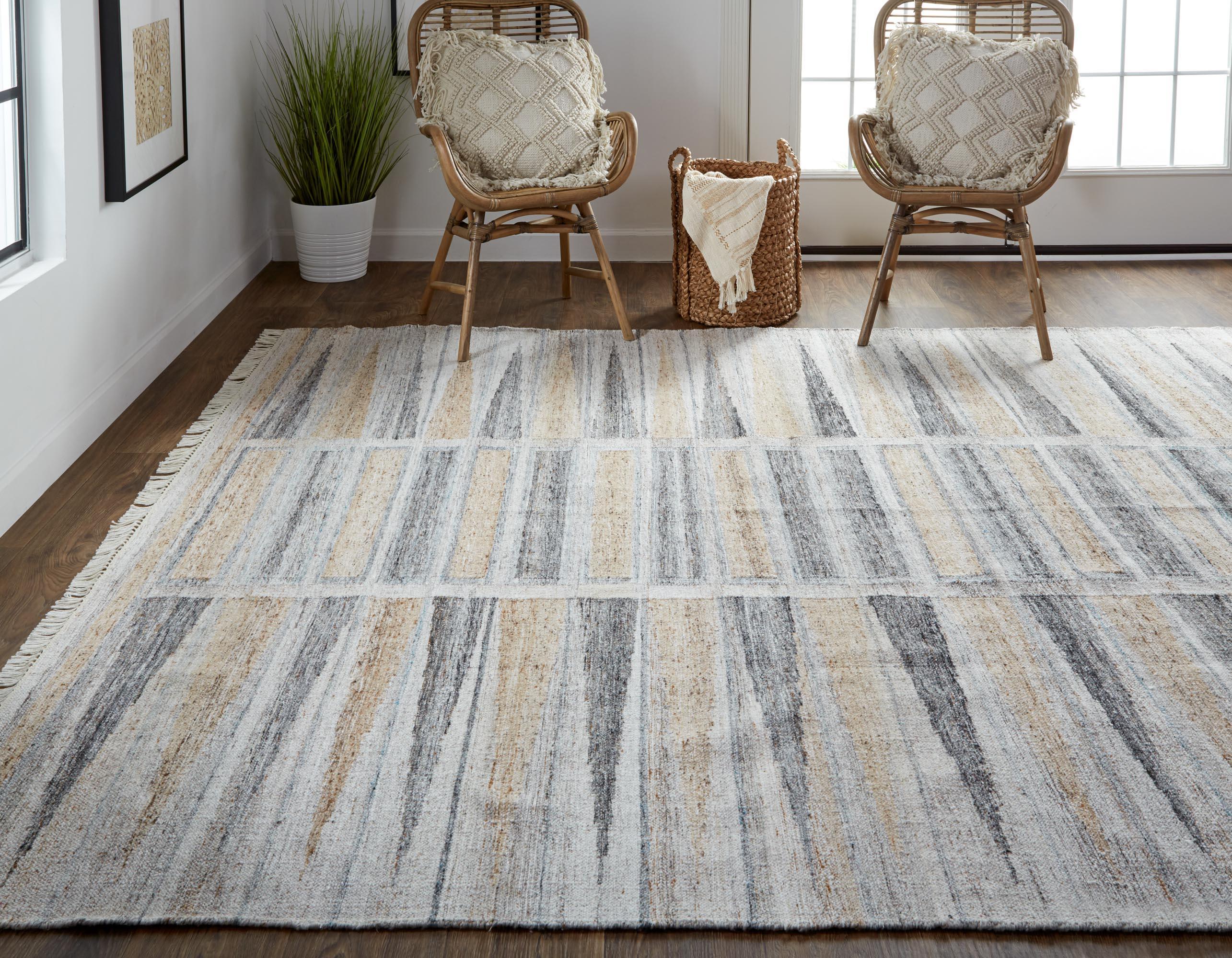 Beckett Eco Friendly Bohemian Geometric Rug, Latte Tan/Gray, 5ft x 8ft Area Rug - Modern Rug Importers