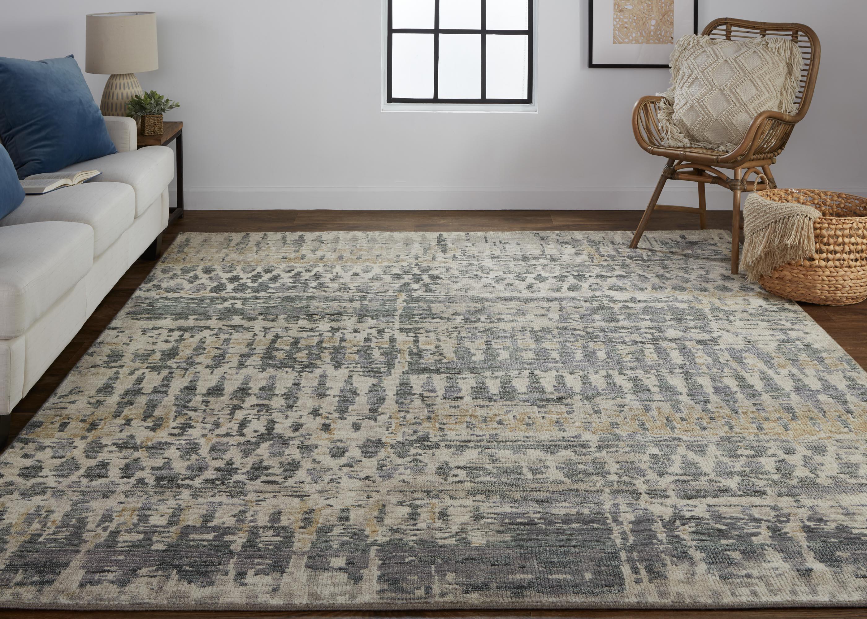 Palomar Luxe Hand Knot Area Rug, Charcoal Gray/Light Beige, 9x6in x 13x6in - Modern Rug Importers