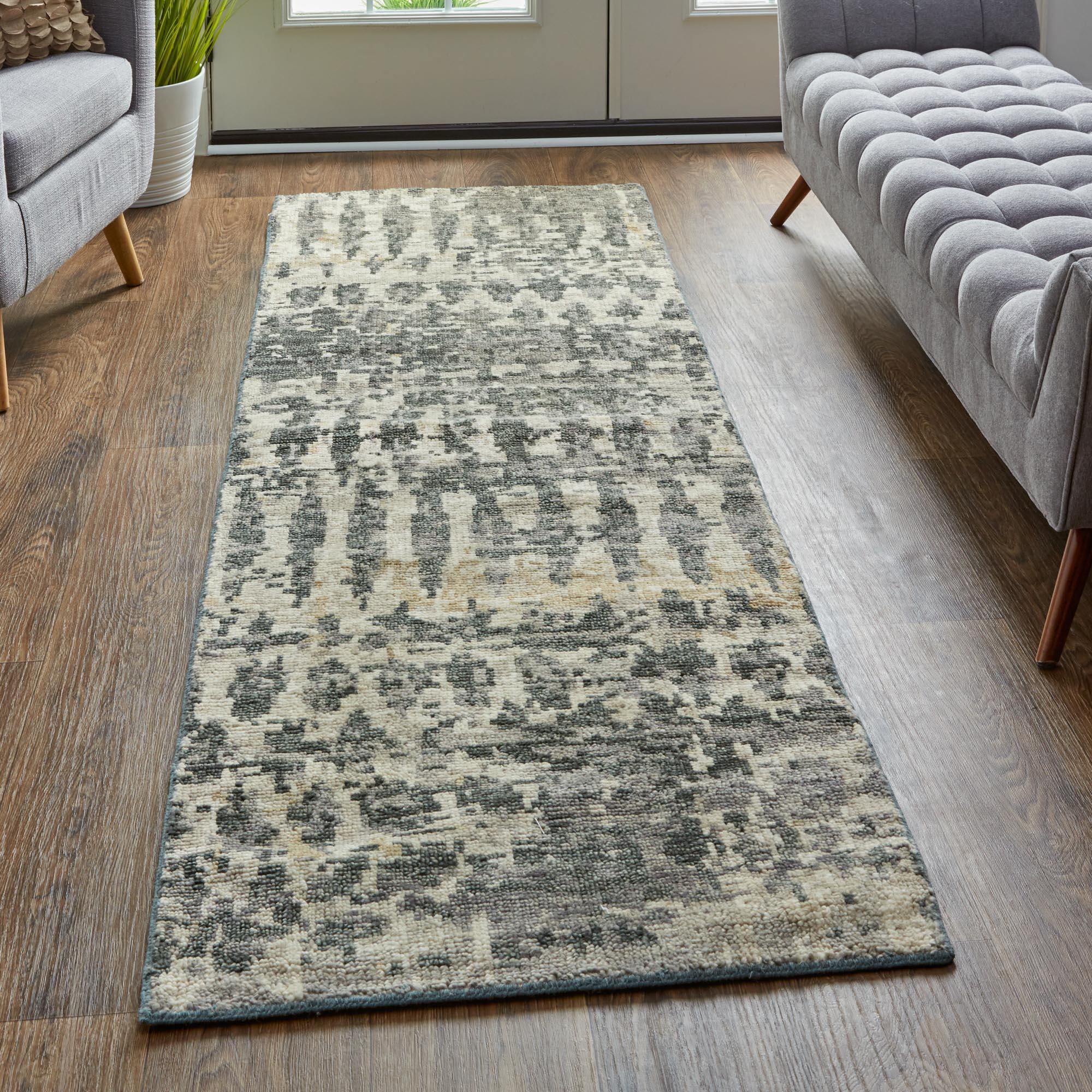 Palomar Luxe Hand Knot Area Rug, Charcoal Gray/Light Beige, 9x6in x 13x6in - Modern Rug Importers