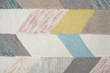 Arazad Tufted Rug, Tribal Graphic, Turquoise/Gold, 9ft-6in x 13ft-6in Area Rug - Modern Rug Importers
