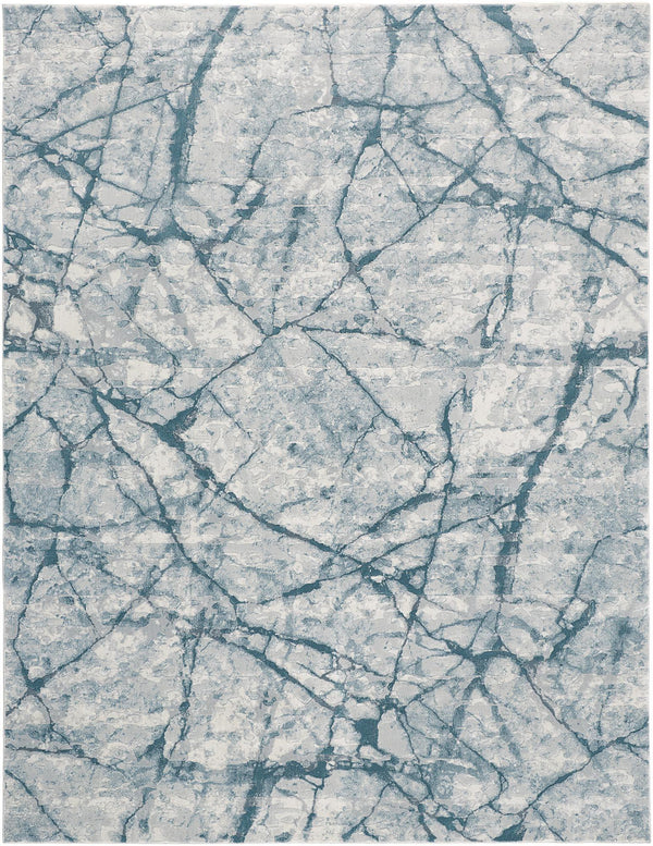 Atwell Contemporary Marbled Rug, Teal Blue/Gray, 3ft x 8ft, Runner - Modern Rug Importers