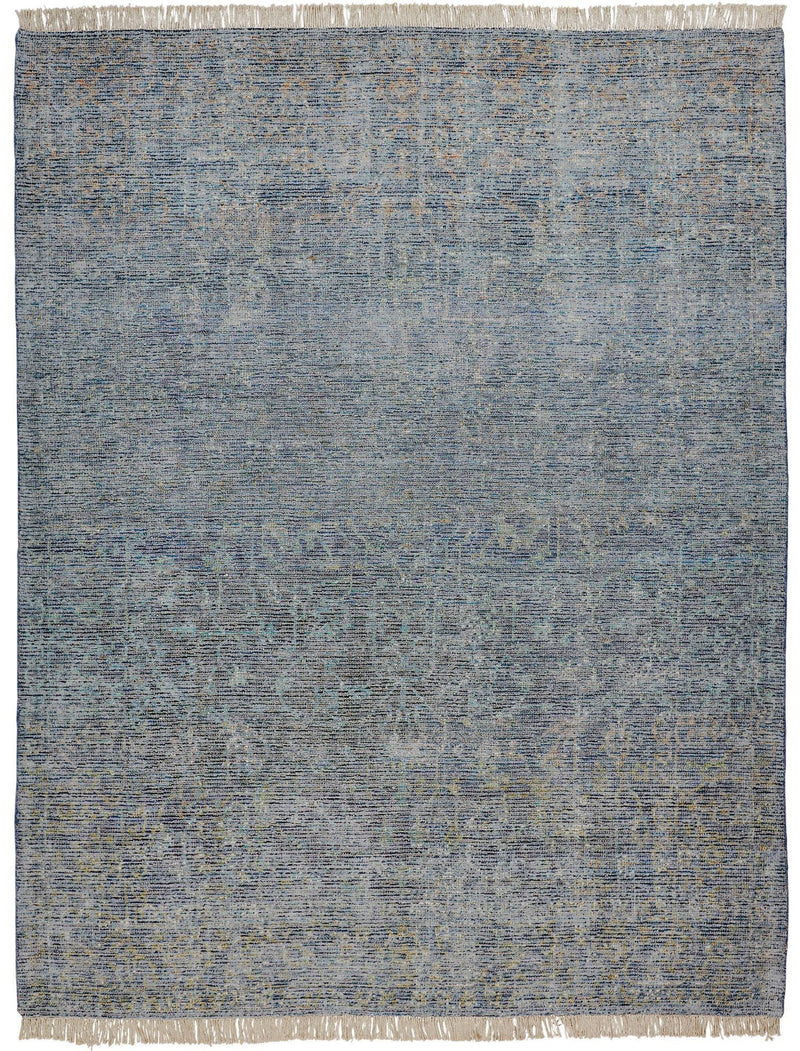 Caldwell Vintage Space Dyed Wool Rug, Aegean Blue/Gray, 5ft x 7ft - 6in Area Rug - Modern Rug Importers