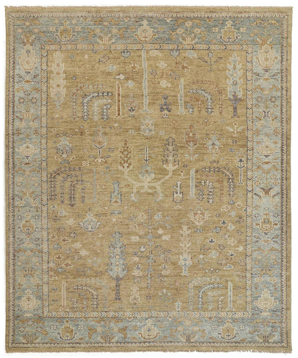 Carrington Traditional Oushak Rug, Flora/Fauna, Gold/Gray/Vanilla, 5ft-6in x 8ft-6in - Modern Rug Importers
