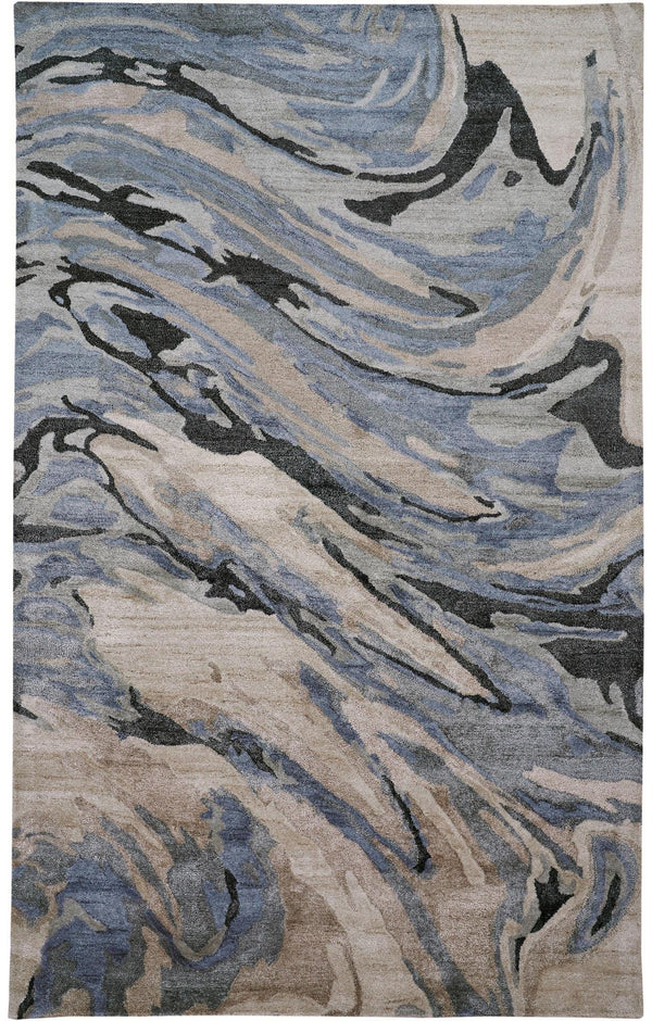 Dryden Contemporary Abstract Rug, Dusty Blue/Light Taupe, 5ft x 8ft Area Rug - Modern Rug Importers