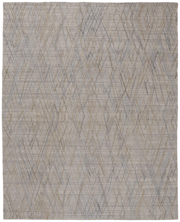Elias Luxe Abstract Rug, High/Low, Silver Gray/Dusty Blue, 5ft x 8ft Area Rug - Modern Rug Importers