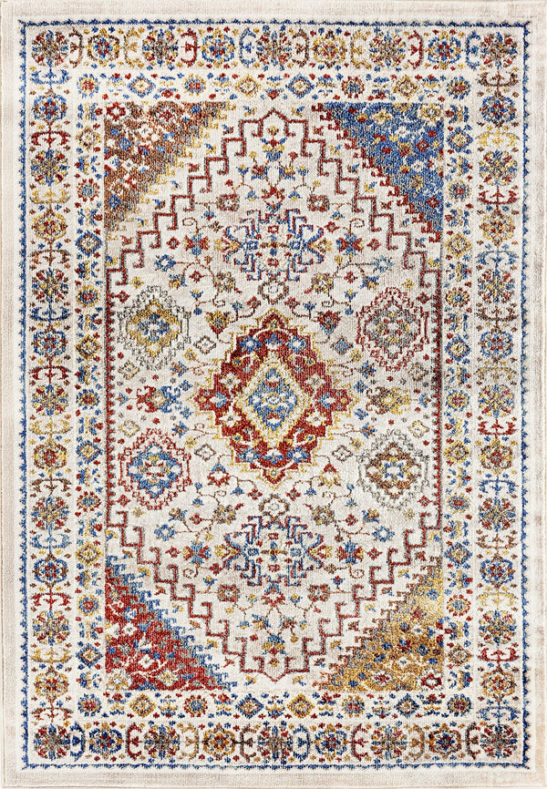 FALCON 6801-999 IVORY GREY BLUE RED GOLD - Modern Rug Importers