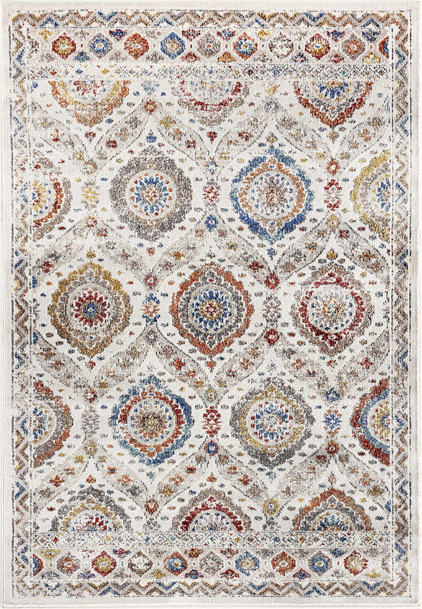 FALCON 6806-999 IVORY GREY BLUE RED GOLD - Modern Rug Importers