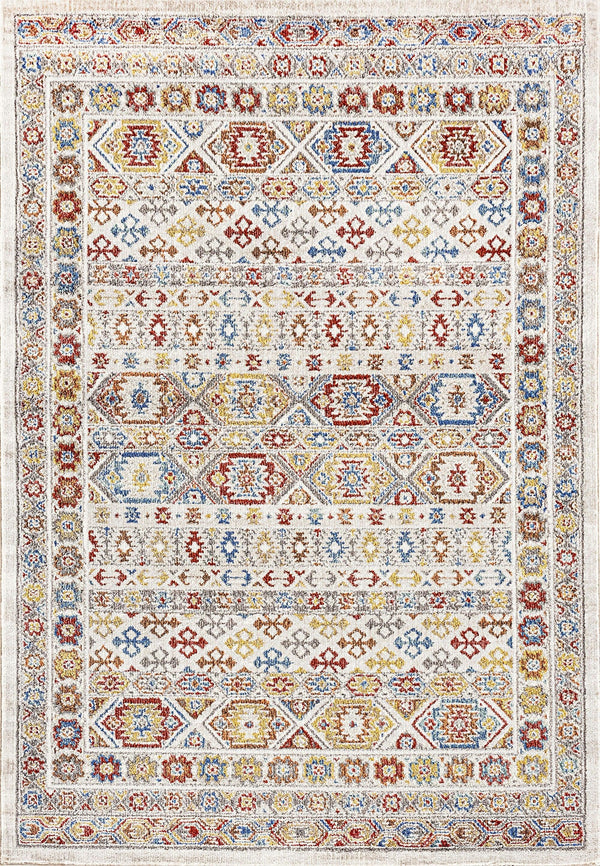 FALCON 6807-999 IVORY GREY BLUE RED GOLD - Modern Rug Importers