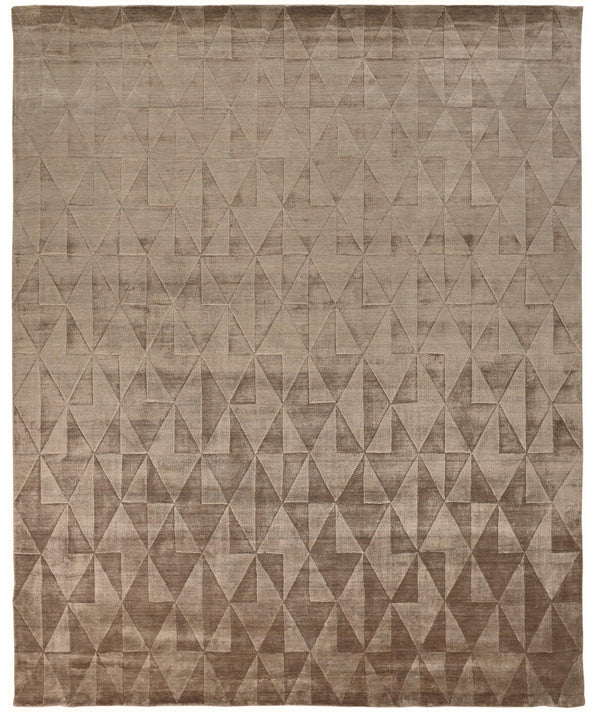 Gramercy Diamond Viscose Rug, High-low, Metallic Taupe, 5ft-6in x 8ft-6in Area Rug - Modern Rug Importers