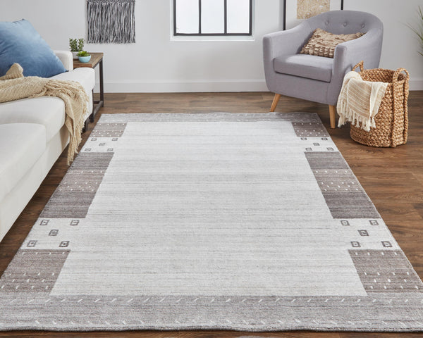 Legacy Contemporary Gebbah Rug, Light Gray/Warm Gray, 5ft-6in x 8ft-6in Area Rug - Modern Rug Importers