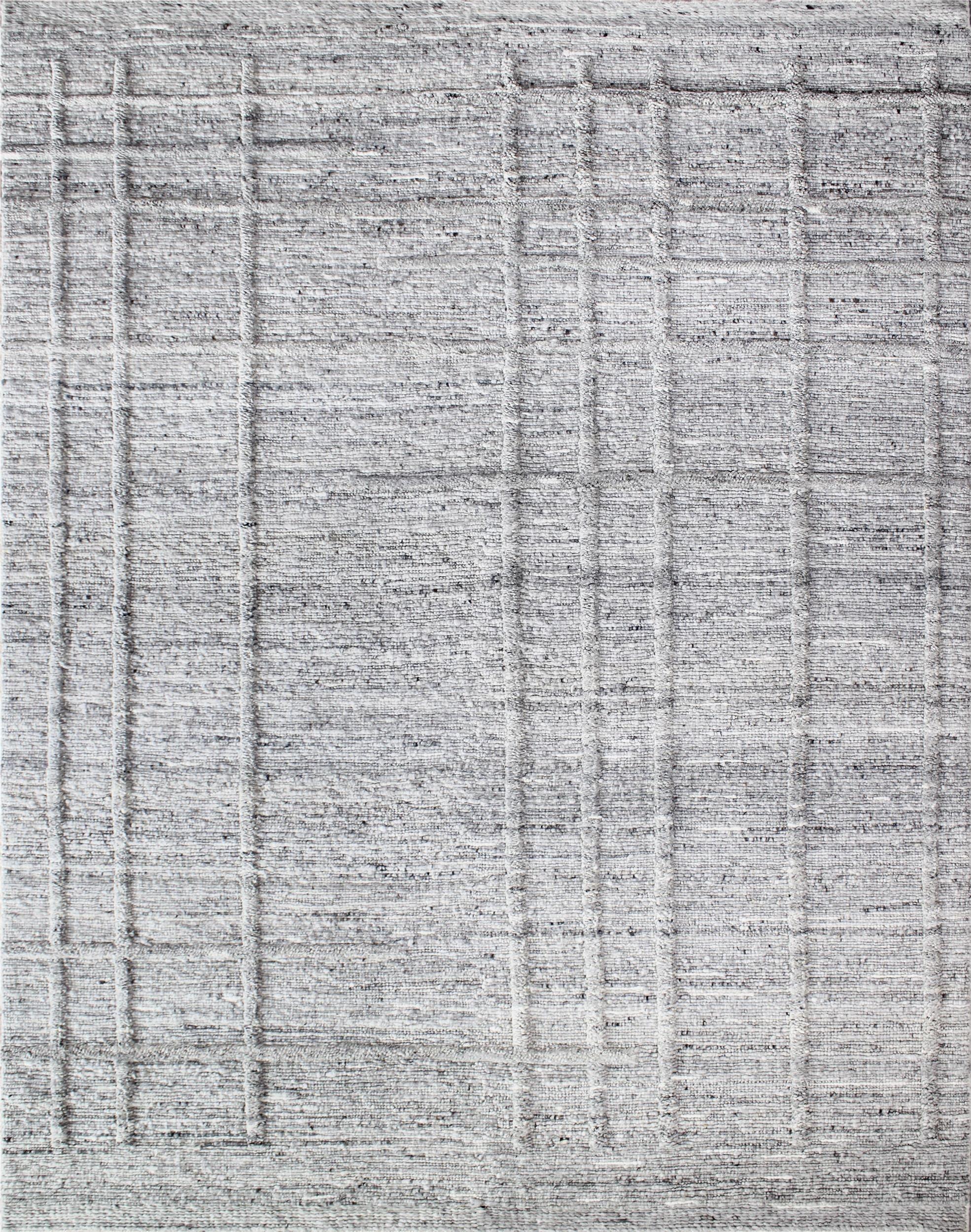 Hand-Knotted Wool Geometric Grid Pattern Rug – Camel Collection Modern ...