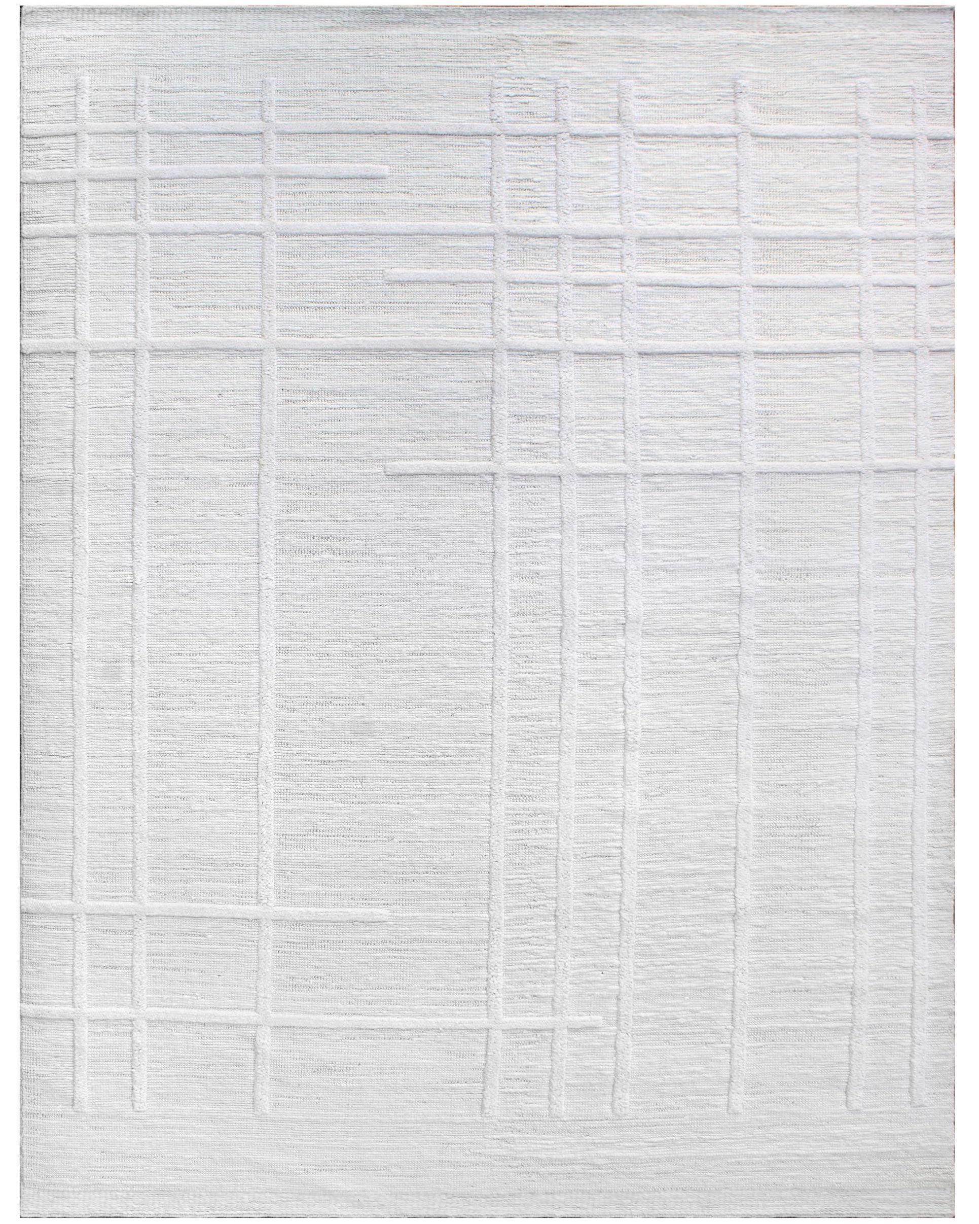 Hand-Knotted Wool Geometric Grid Pattern Rug – Camel Collection Modern ...