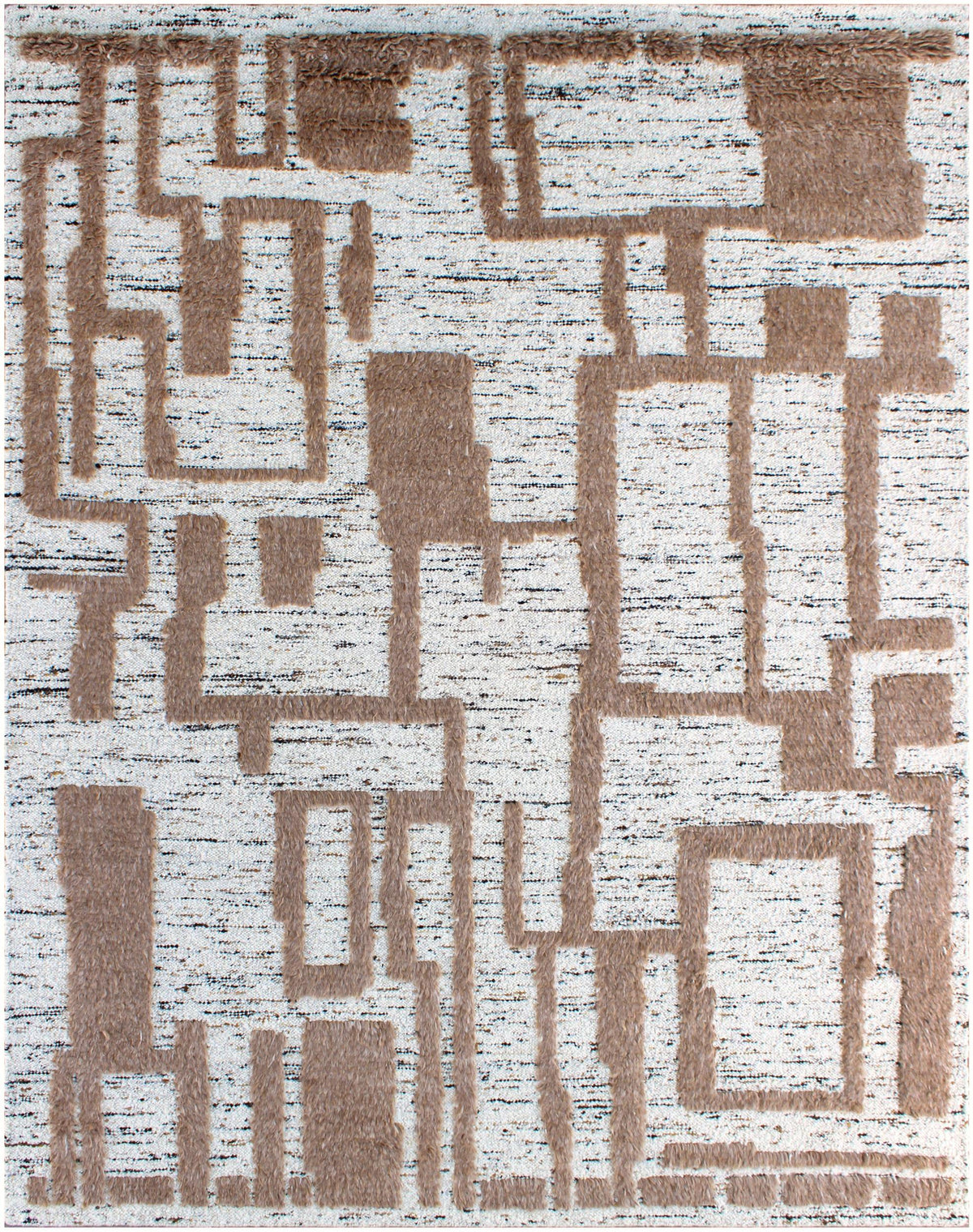 Coffee Rug Pattern Hand-Knotted Wool Coffee Colored Geometric Rug with Raised Pattern ...