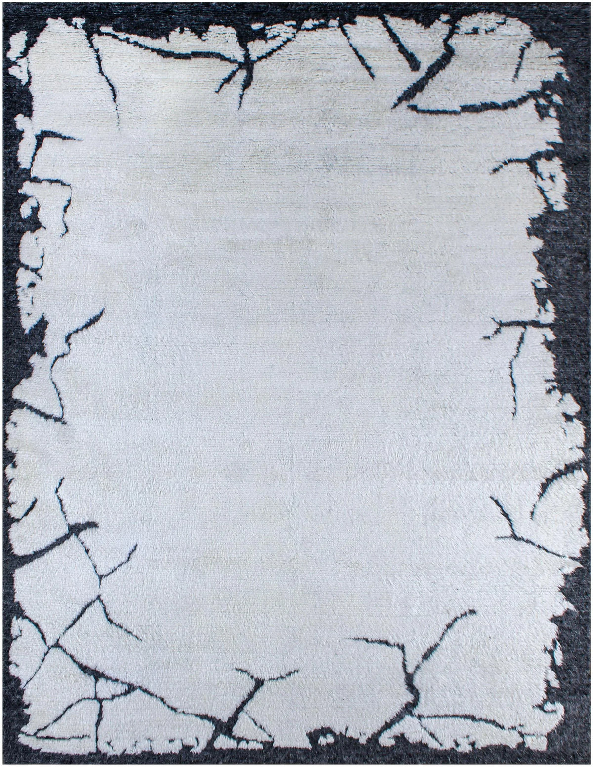 Hand-Knotted Wool Contemporary Bordered Rug with Crackle Design ...