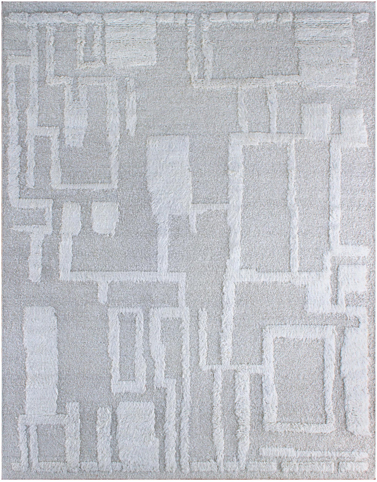 Raised Pattern White Rug Hand-Knotted Wool Geometric Rug with Raised Pattern – Fiona Collection ...