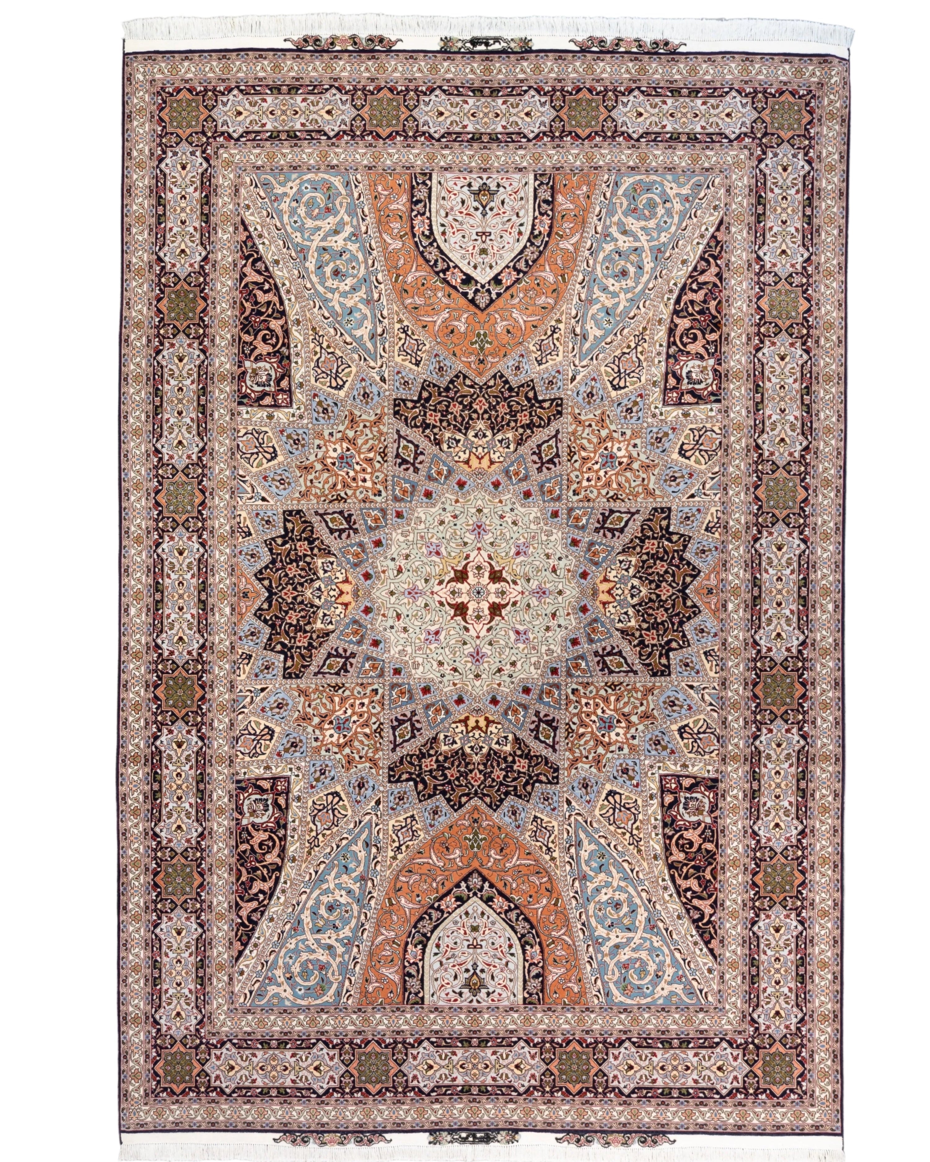Persian Tabriz Rug with shah abassi and gonbad design