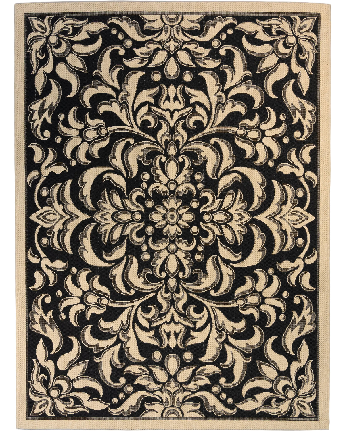 Outdoor Damask Black Pattern Rug – Modern Rug Importers