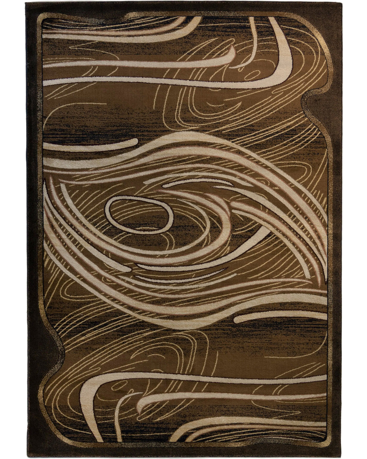 Brown Abstract Swirl Area Rug – Domino Collection | Modern Rug Importers