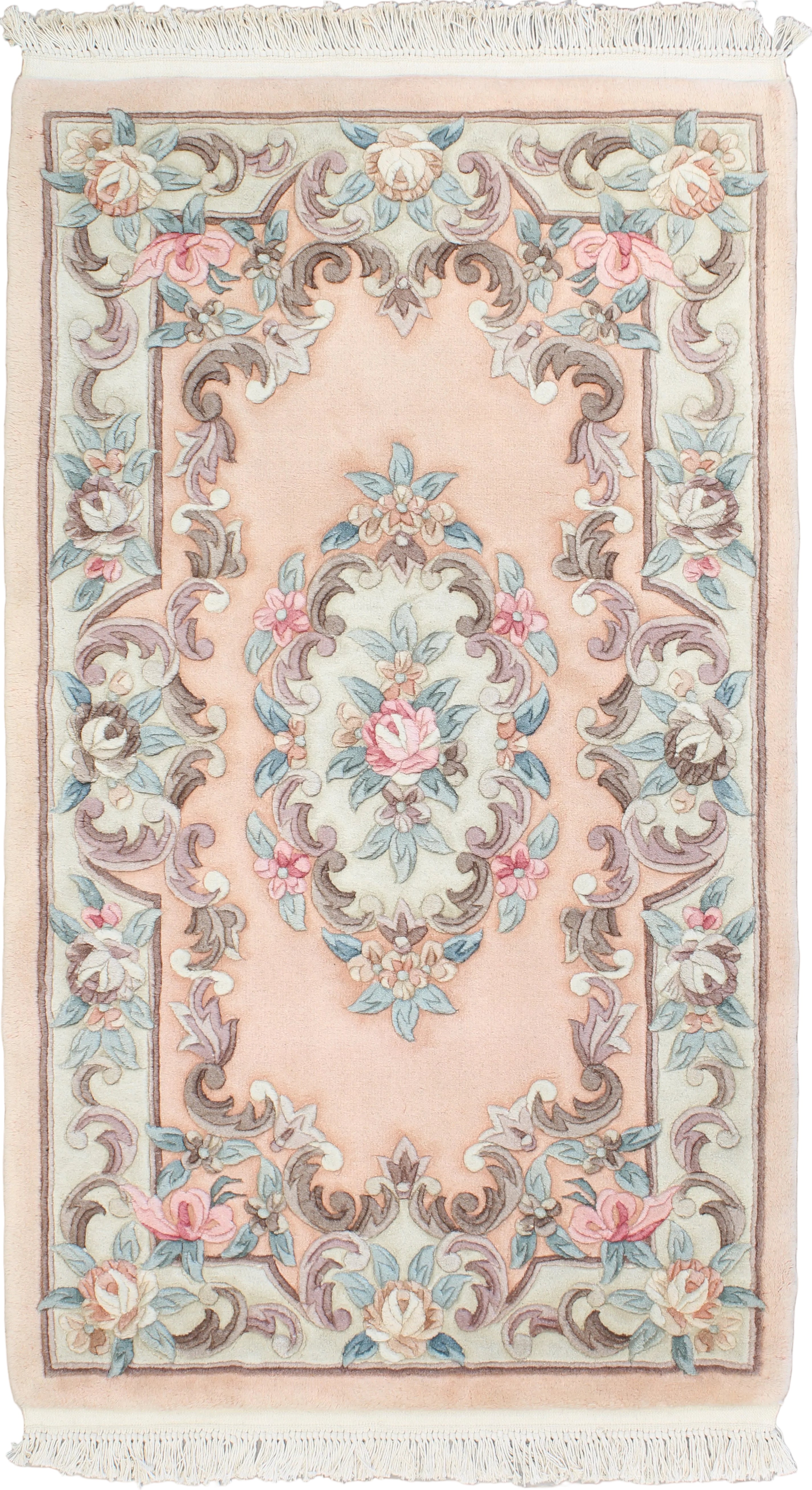 Hand-knotted Persian Kashan wool rug in crimson red with a navy and ivory star medallion, all-over floral field, and dense arabesque border, 3'7" x 4'11", made in Iran.