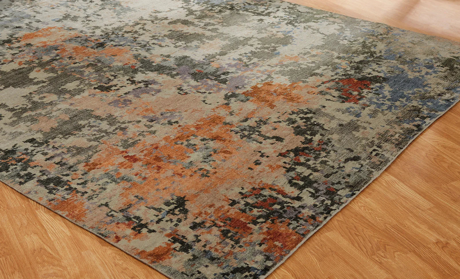 Hand-Knotted Wool and Bamboo Silk Abstract Rug – Ryan Collection Modern ...