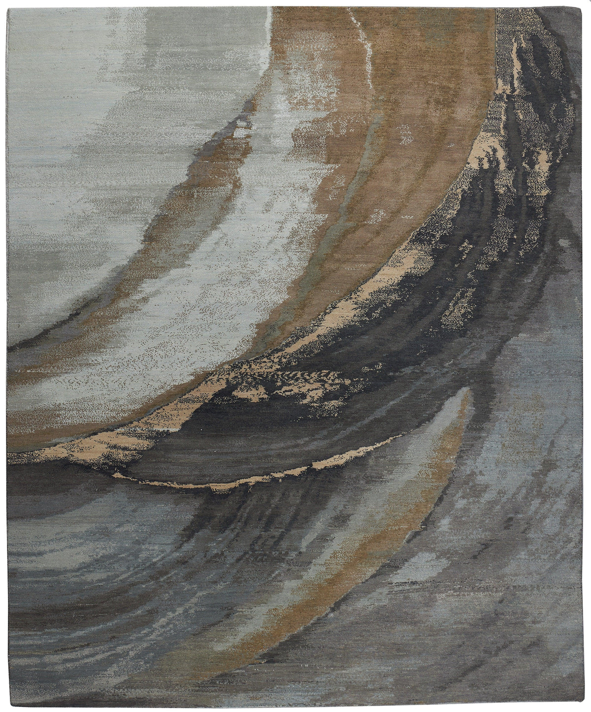 Abstract Swirl Handknotted Wool & Silk Area Rug – Desire Collection