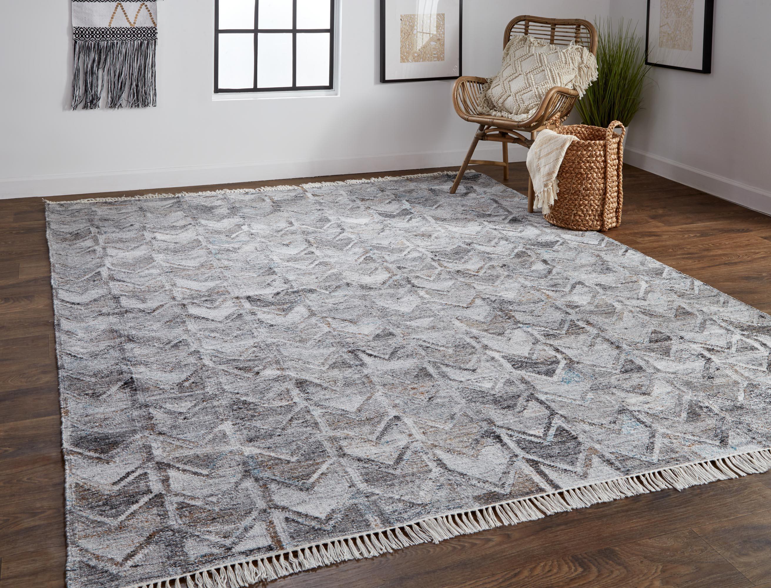 Beckett Eco Friendly Bohemian Chevron Rug, Light/Dark Gray, 5ft x 8ft Area Rug - Modern Rug Importers