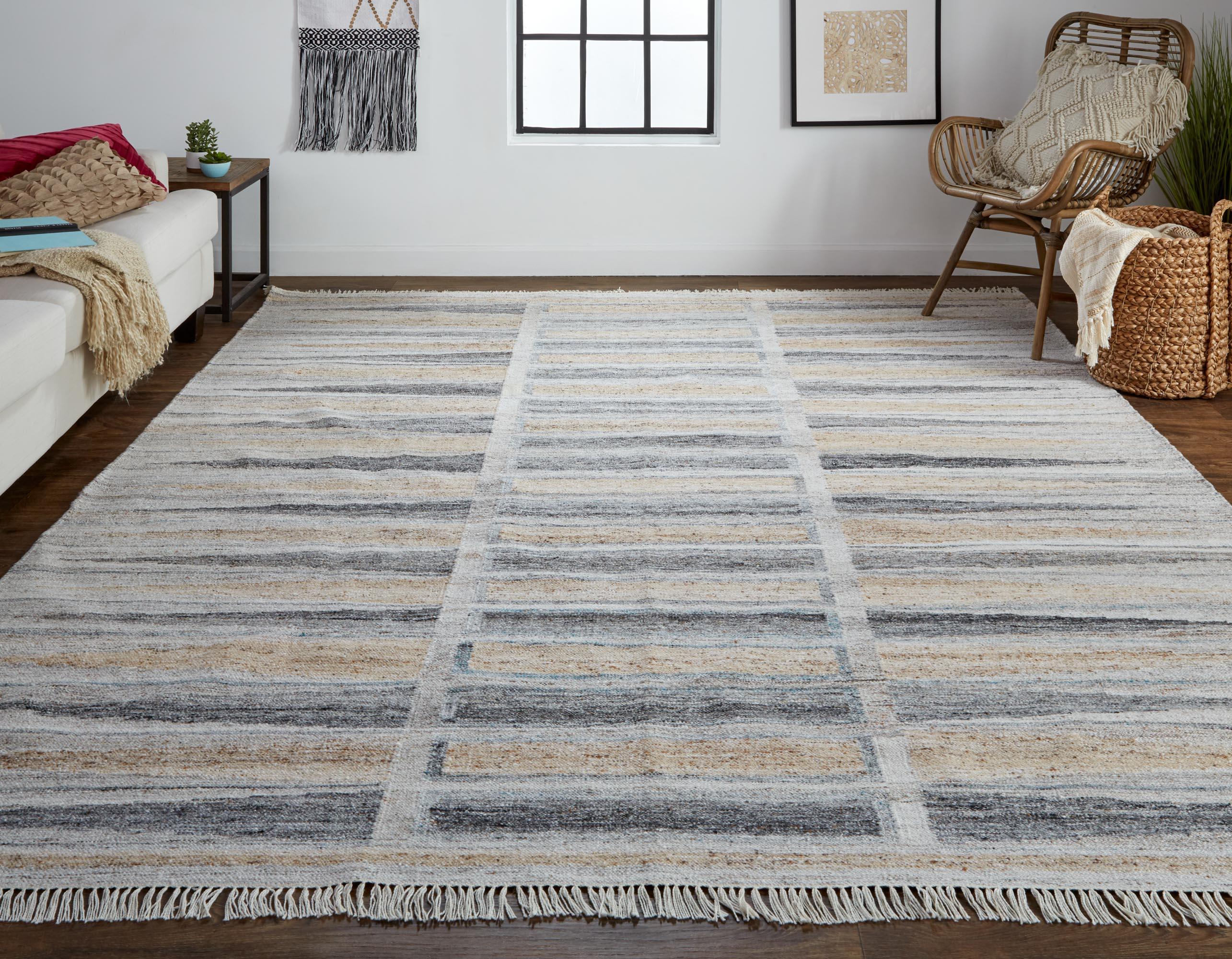 Beckett Eco Friendly Bohemian Geometric Rug, Latte Tan/Gray, 5ft x 8ft Area Rug - Modern Rug Importers