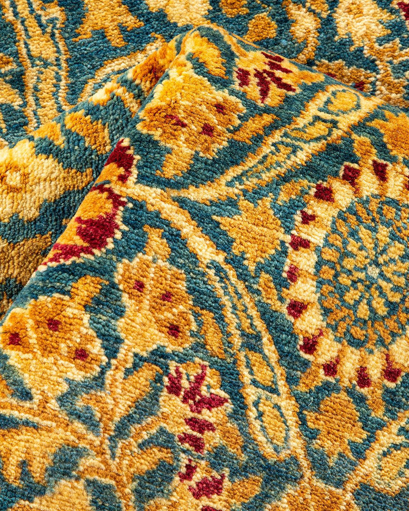 One-of-a-Kind Imported Hand-Knotted Area Rug  - Blue, 6' 1" x 9' 4" - Modern Rug Importers