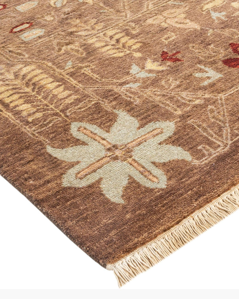 One-of-a-Kind Imported Hand-Knotted Area Rug  - Brown, 9' 0" x 11' 10" - Modern Rug Importers