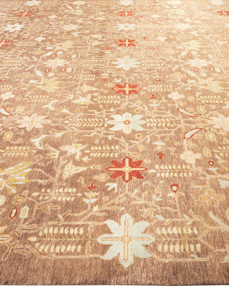 One-of-a-Kind Imported Hand-Knotted Area Rug  - Brown, 9' 0" x 11' 10" - Modern Rug Importers