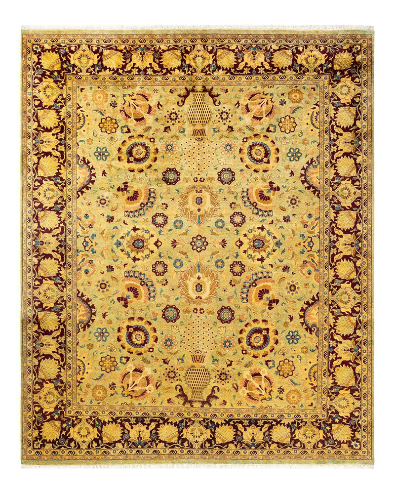 One-of-a-Kind Imported Hand-Knotted Area Rug  - Green, 8' 1" x 9' 10" - Modern Rug Importers