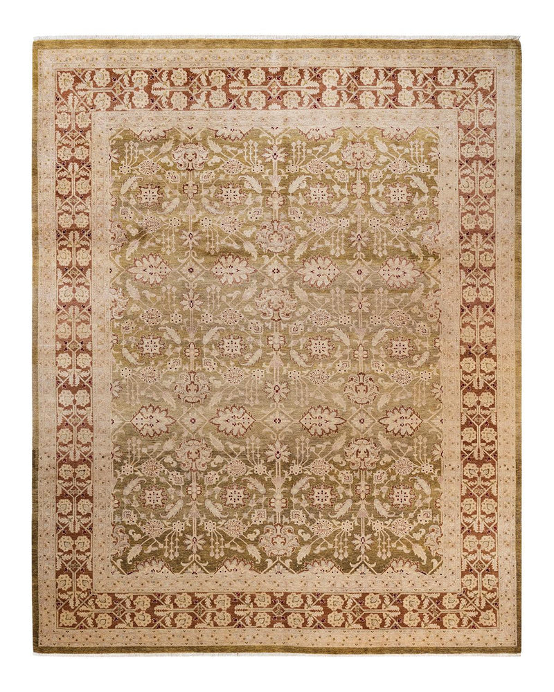 One-of-a-Kind Imported Hand-Knotted Area Rug  - Green, 9' 1" x 11' 10" - Modern Rug Importers