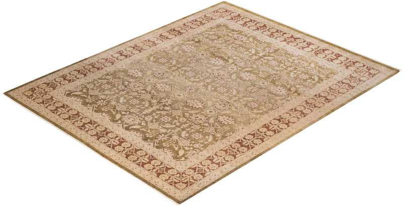 One-of-a-Kind Imported Hand-Knotted Area Rug  - Green, 9' 1" x 11' 10" - Modern Rug Importers