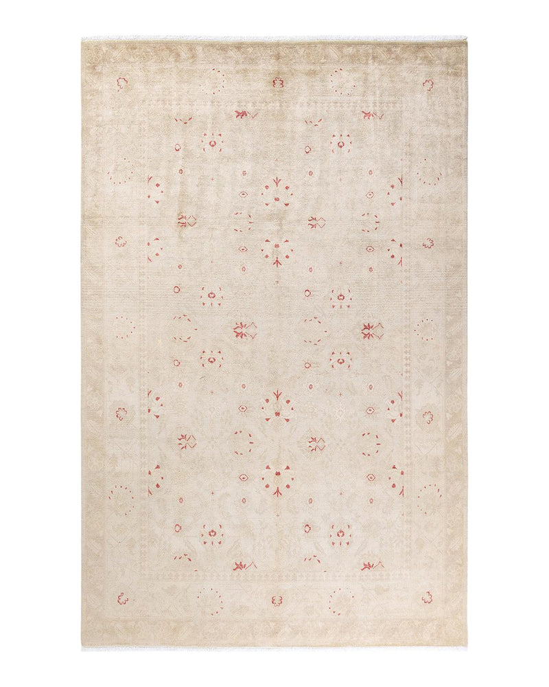 One-of-a-Kind Imported Hand-Knotted Area Rug  - Ivory, 6' 0" x 9' 2" - Modern Rug Importers