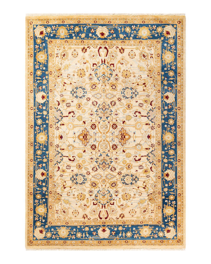 One-of-a-Kind Imported Hand-Knotted Area Rug  - Ivory, 6' 2" x 9' 1" - Modern Rug Importers