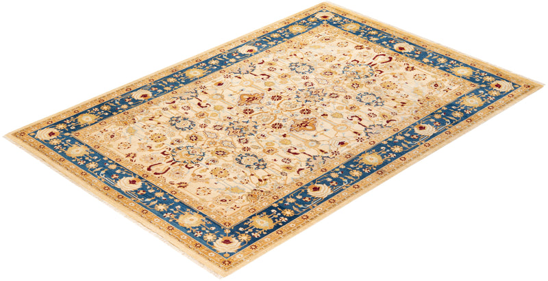 One-of-a-Kind Imported Hand-Knotted Area Rug  - Ivory, 6' 2" x 9' 1" - Modern Rug Importers
