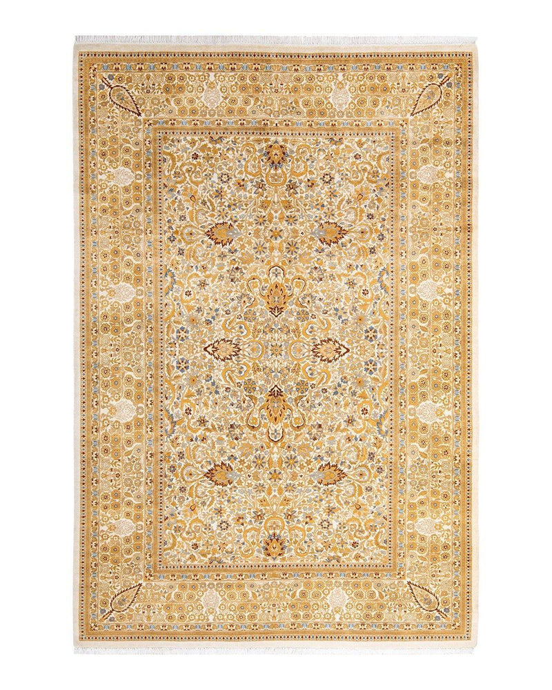 One-of-a-Kind Imported Hand-Knotted Area Rug  - Ivory, 6' 2" x 9' 2" - Modern Rug Importers