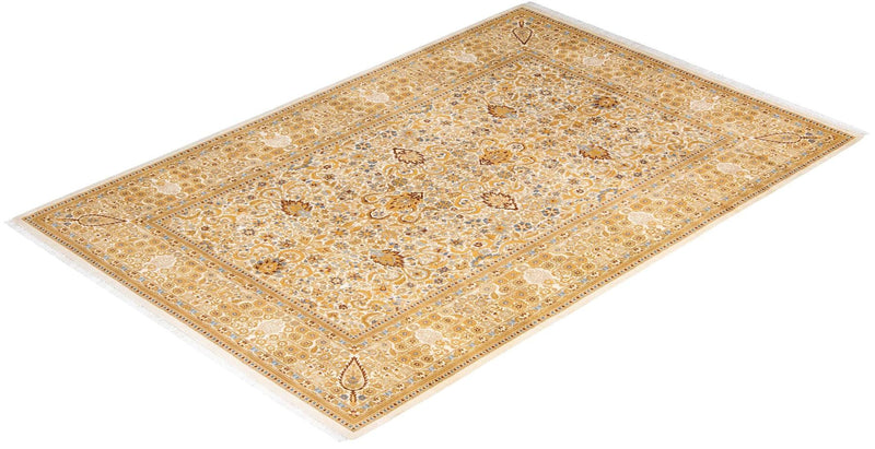 One-of-a-Kind Imported Hand-Knotted Area Rug  - Ivory, 6' 2" x 9' 2" - Modern Rug Importers