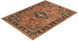 One-of-a-Kind Imported Hand-knotted Area Rug  - Orange, 4' 2" x 5' 10" - Modern Rug Importers
