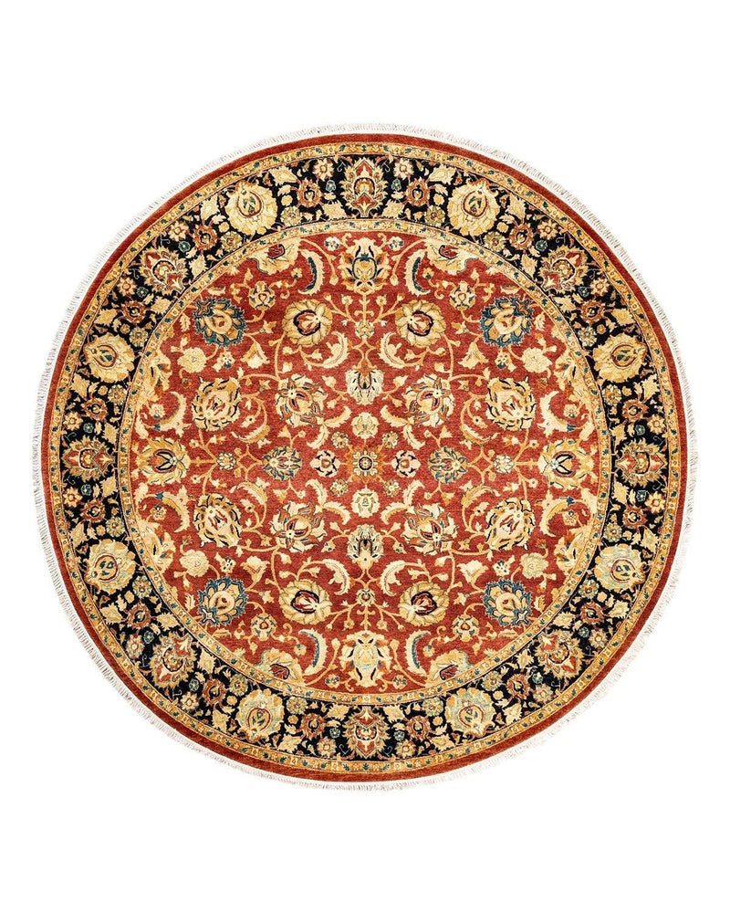 One-of-a-Kind Imported Hand-Knotted Area Rug  - Orange, 6' 1" x 6' 1" - Modern Rug Importers