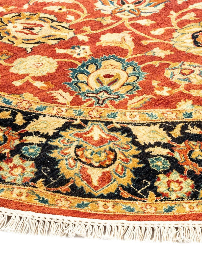 One-of-a-Kind Imported Hand-Knotted Area Rug  - Orange, 6' 1" x 6' 1" - Modern Rug Importers
