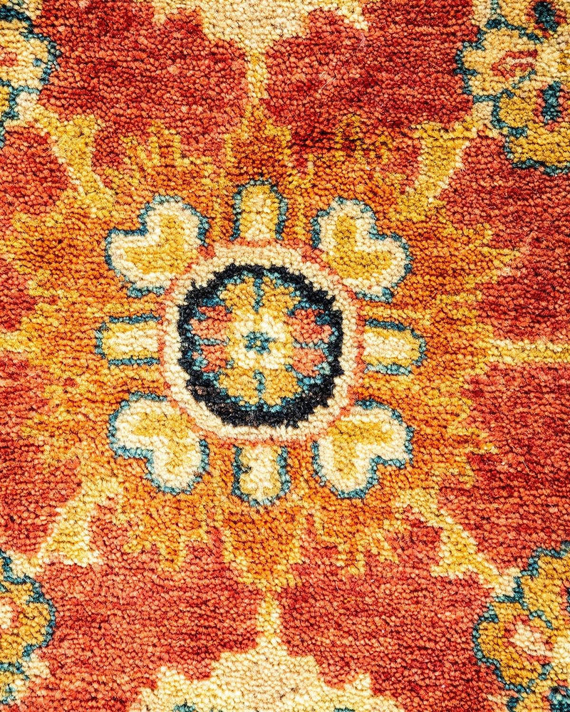 One-of-a-Kind Imported Hand-Knotted Area Rug  - Orange, 6' 1" x 6' 1" - Modern Rug Importers