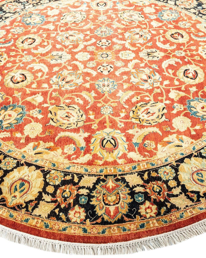 One-of-a-Kind Imported Hand-Knotted Area Rug  - Orange, 6' 1" x 6' 1" - Modern Rug Importers