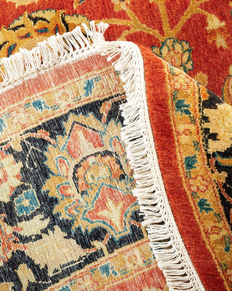 One-of-a-Kind Imported Hand-Knotted Area Rug  - Orange, 6' 1" x 6' 1" - Modern Rug Importers