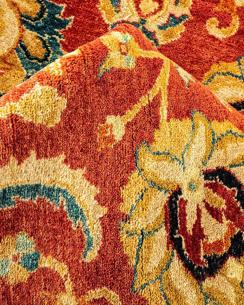 One-of-a-Kind Imported Hand-Knotted Area Rug  - Orange, 6' 1" x 6' 1" - Modern Rug Importers