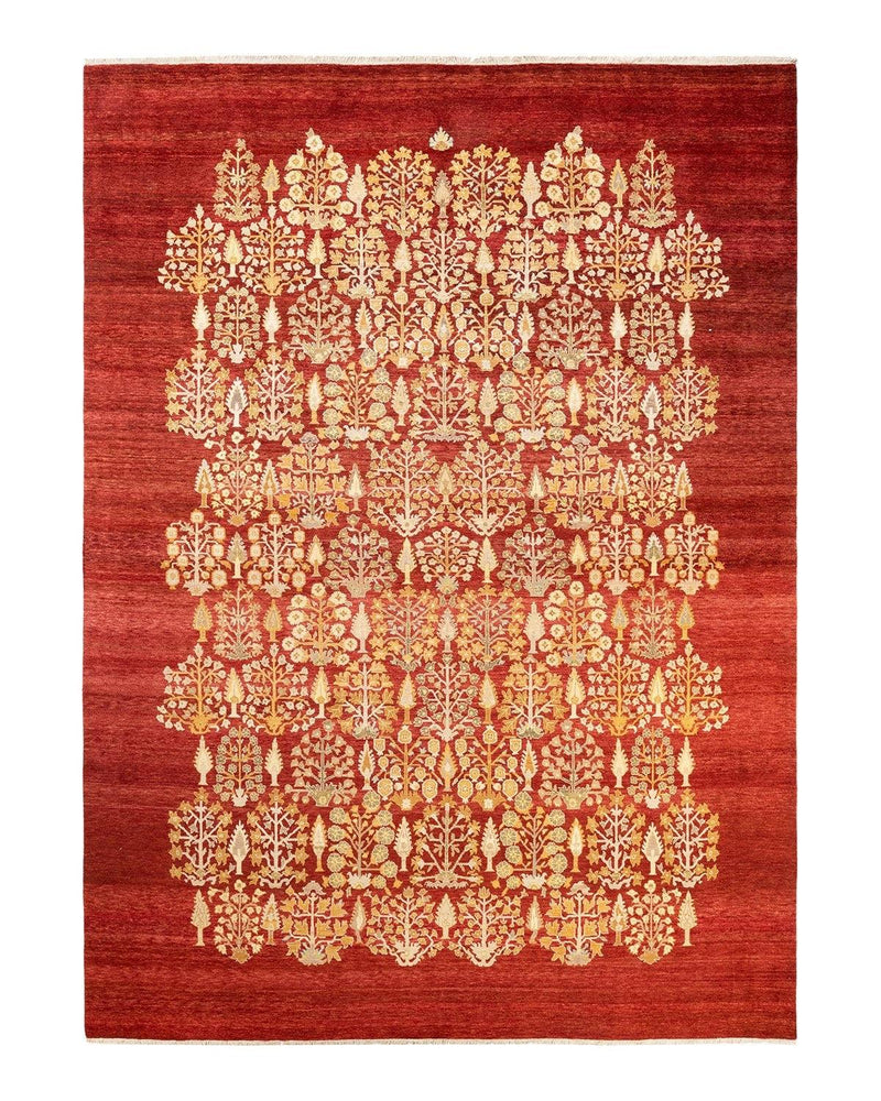 One-of-a-Kind Imported Hand-Knotted Area Rug  - Orange, 8' 10" x 12' 2" - Modern Rug Importers