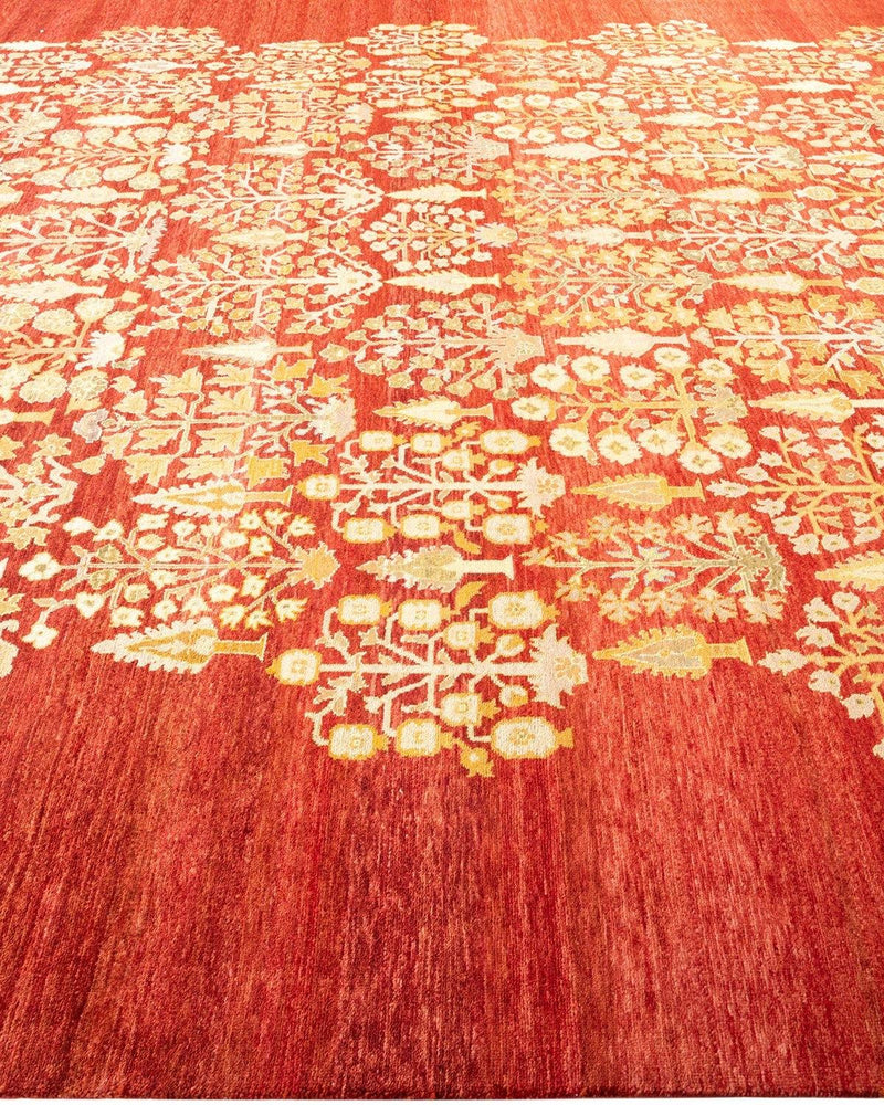 One-of-a-Kind Imported Hand-Knotted Area Rug  - Orange, 8' 10" x 12' 2" - Modern Rug Importers
