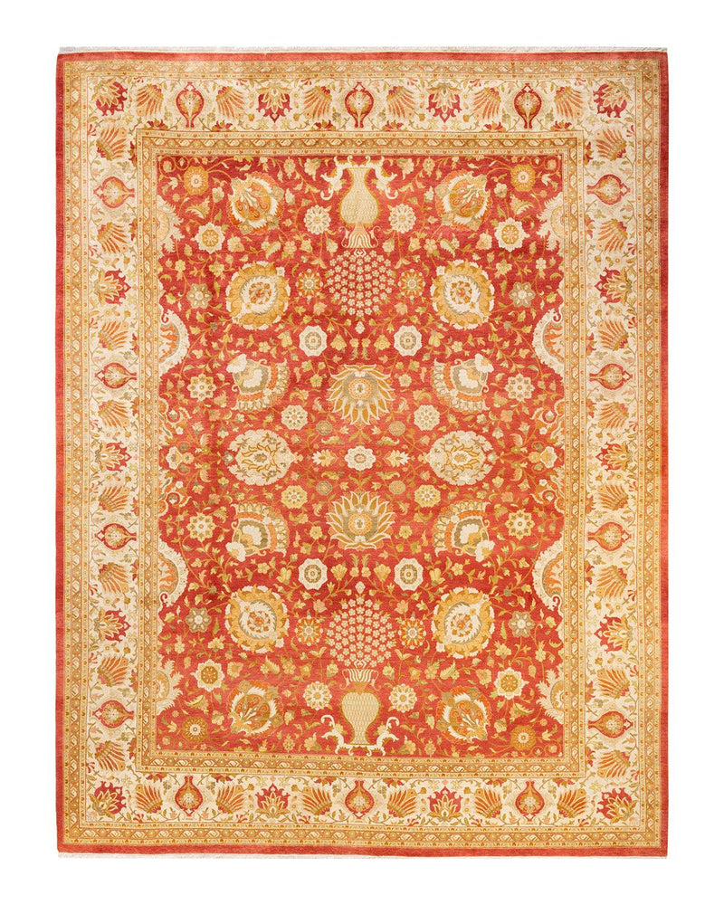 One-of-a-Kind Imported Hand-Knotted Area Rug  - Orange, 9' 2" x 12' 0" - Modern Rug Importers