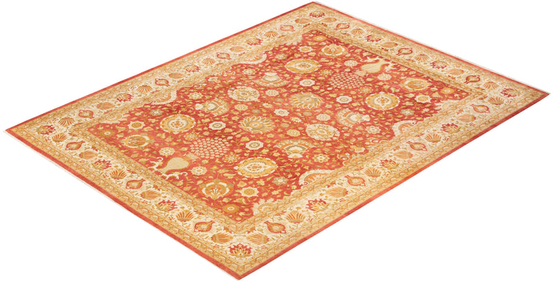 One-of-a-Kind Imported Hand-Knotted Area Rug  - Orange, 9' 2" x 12' 0" - Modern Rug Importers