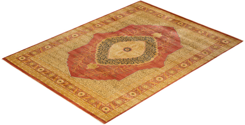 One-of-a-Kind Imported Hand-Knotted Area Rug  - Orange, 9' 2" x 12' 5" - Modern Rug Importers